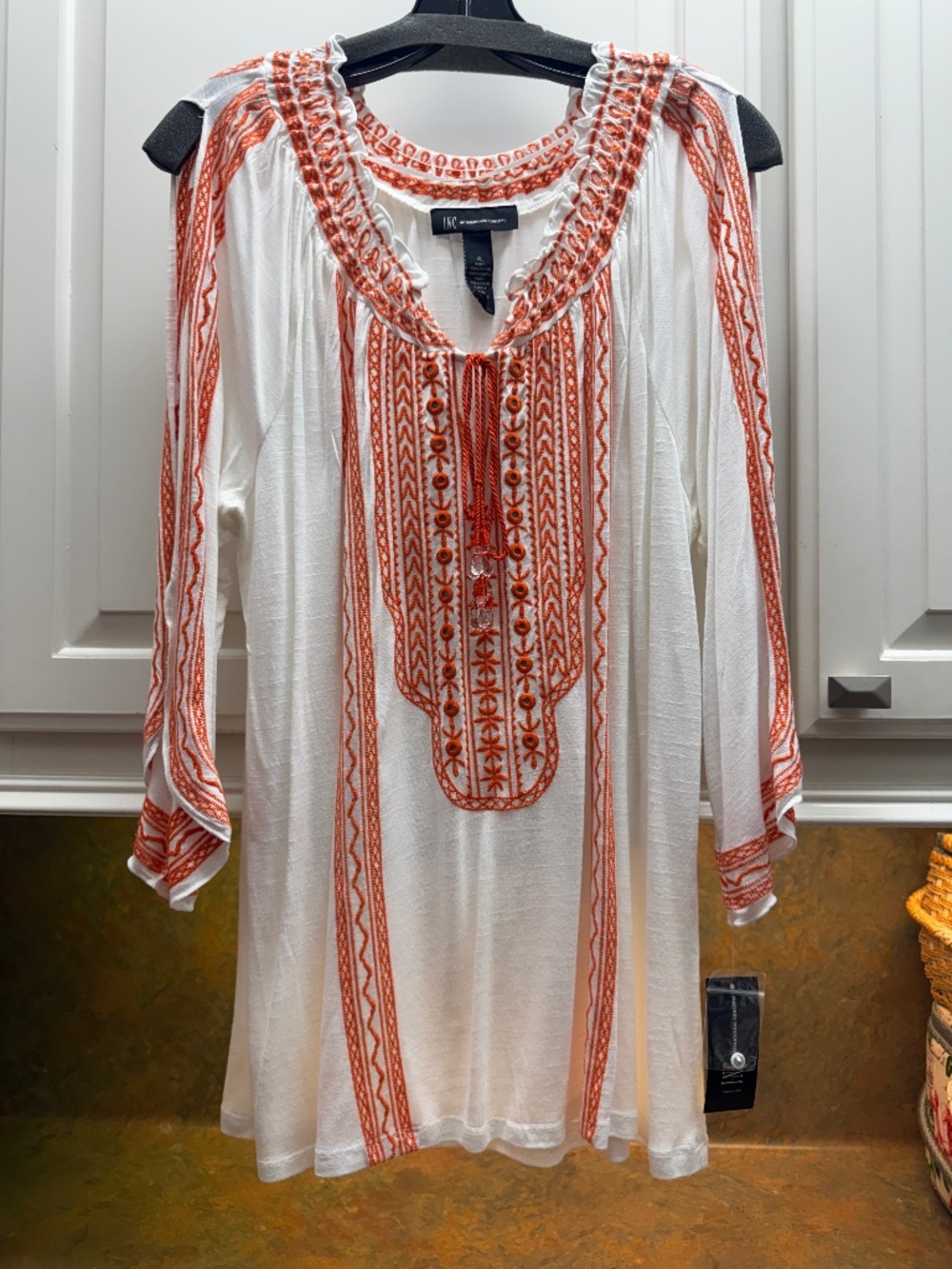 White & Orange Open Sleeve Tunic - XL